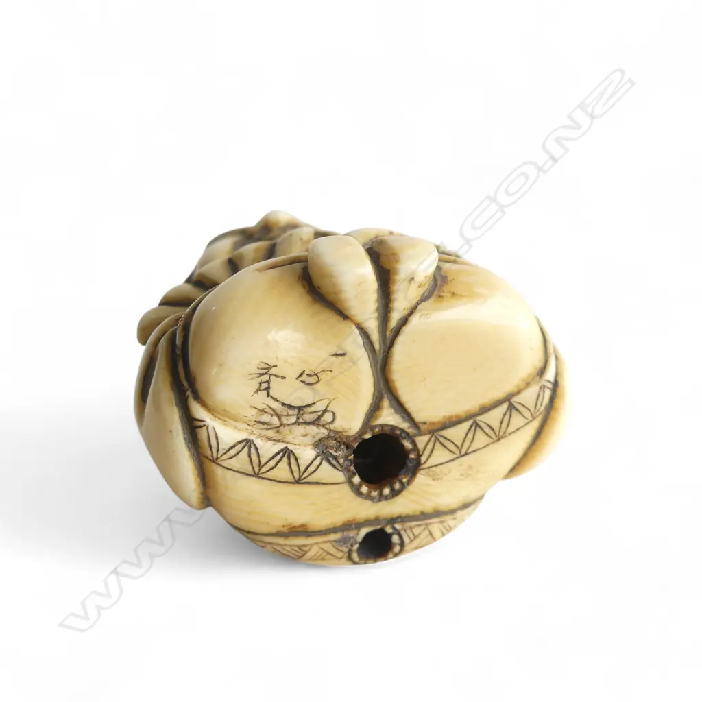 IVORY NETSUKE, DAIKOKU, SIGNED Image 1++