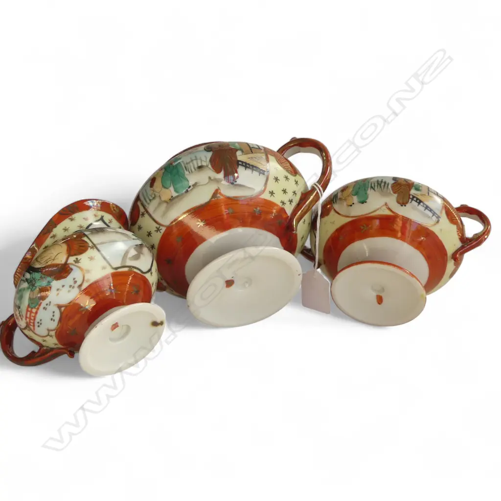 VINTAGE 3PC KUTANI TEASET TEAPOT H120 C/SUGAR Image 1++
