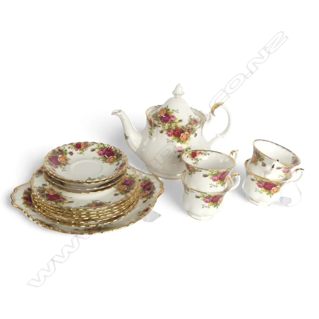LARGE SIZE R/ALBERT OCR TEAPOT H190MM CAKE PLATE 6 SANDWICH PLATES & 4 C/SS Image 1++