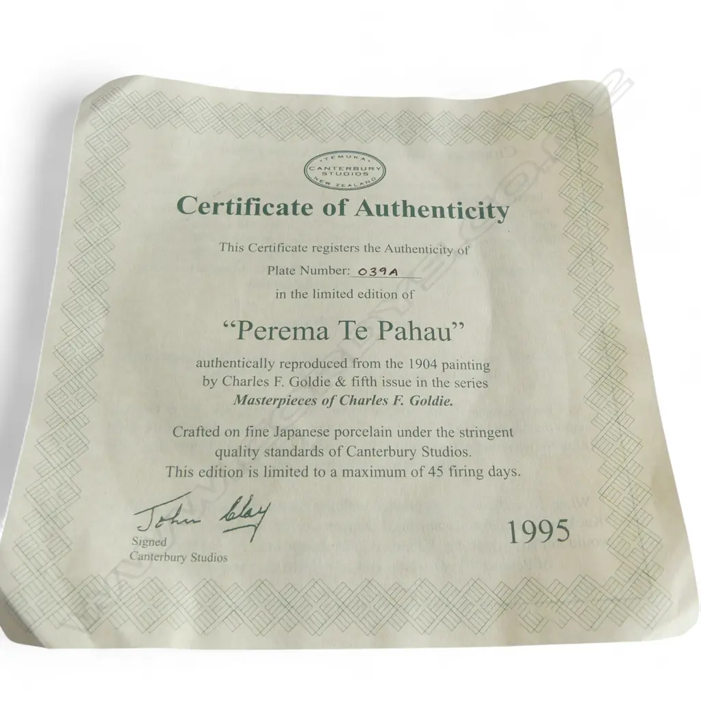 'PEREMA TE PAHAU' TEMUKA, CANTERBURY STUDIOS LTD ED PLATE reproduced from the 1904 Charles F. Goldie painting Image 1++