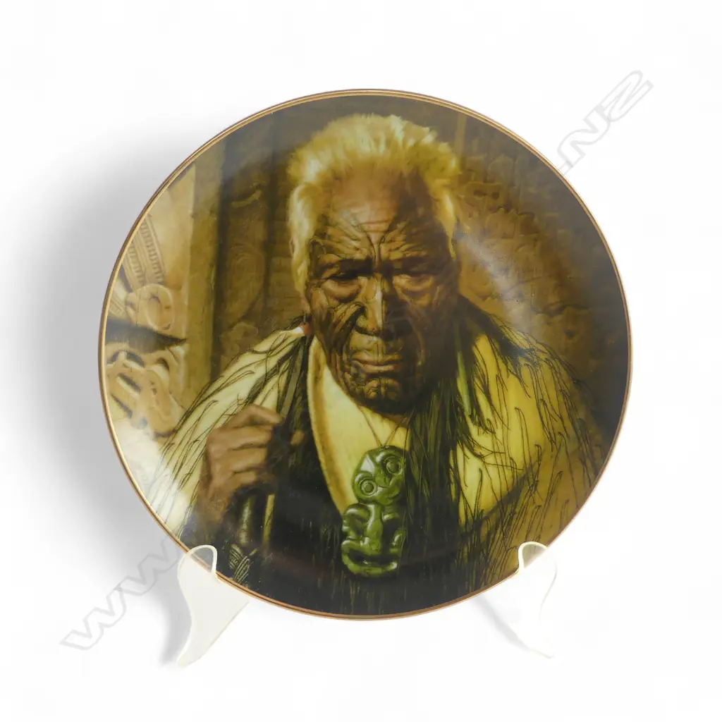 'WHAREKAURI TAHUNA' TEMUKA, CANTERBURY STUDIOS LTD ED PLATE reproduced from the 1938 Charles F. Goldie painting Image 1++