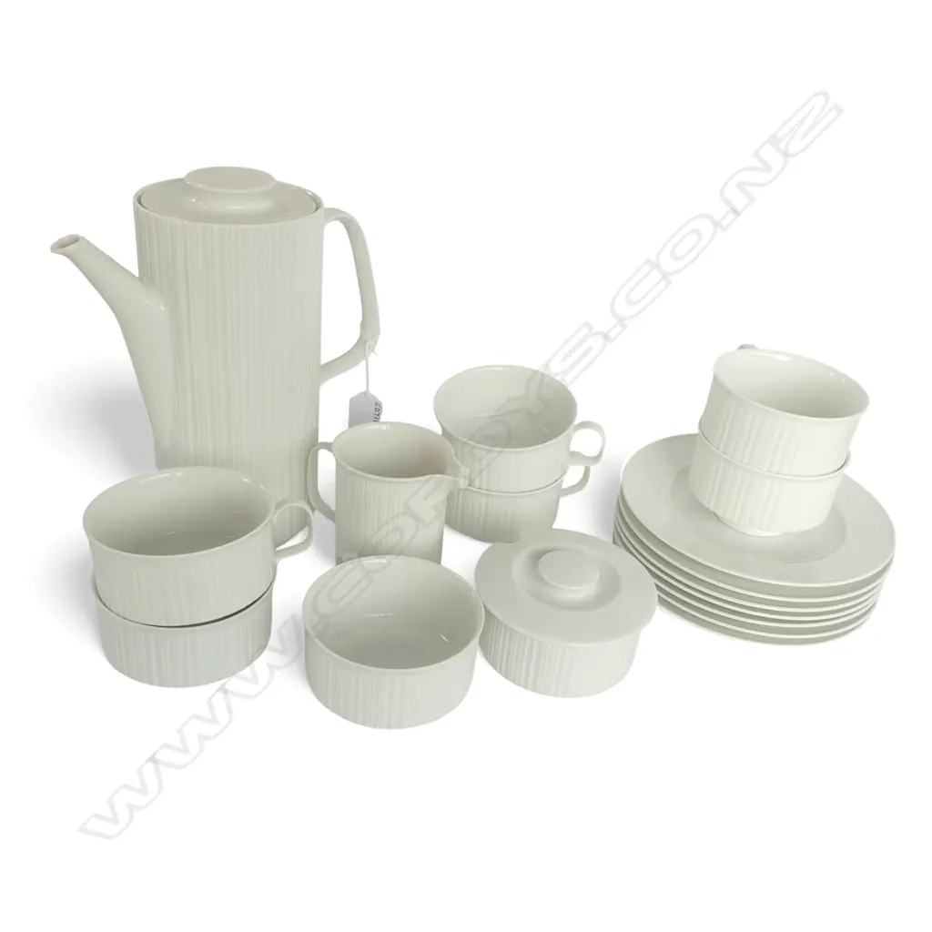 MID CENTURY ROSSANTHAL WHITE PORC COFFEE SERVICE COFFEE POT H230 C/SUGAR 7CSS Image 1++