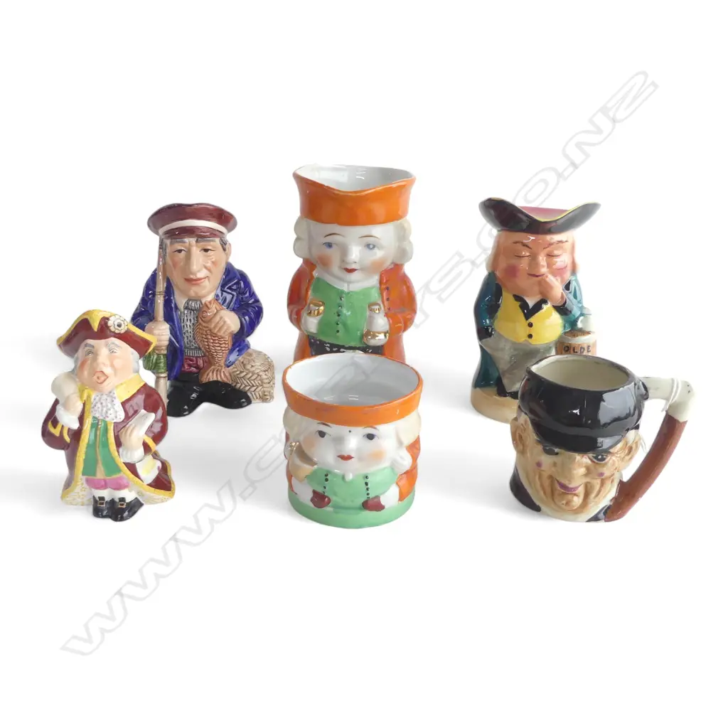 6 VINTAGE CHINA CHARACTER JUGS 150MM TALLEST MIXED PATS Image 1++