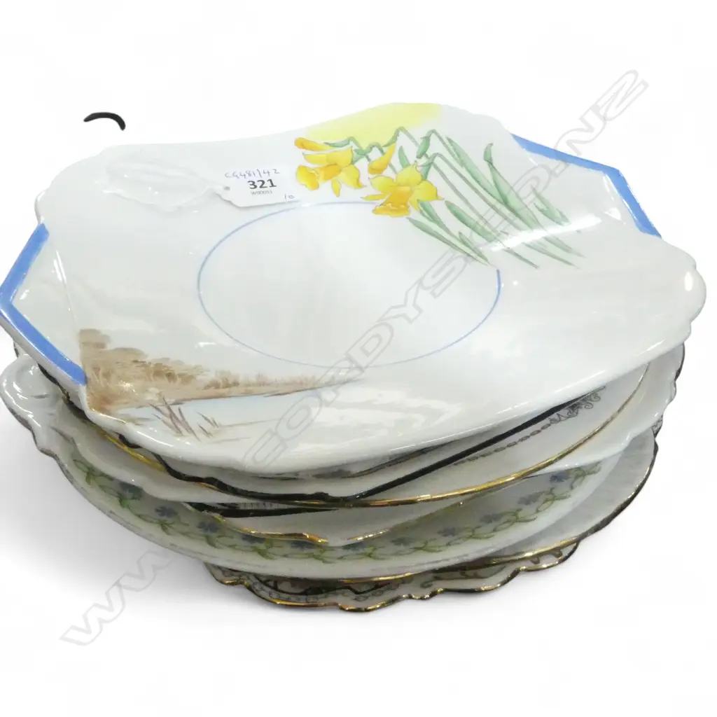 10 SHELLEY CHINA CAKE PLATES MIXED PATS Image 1++