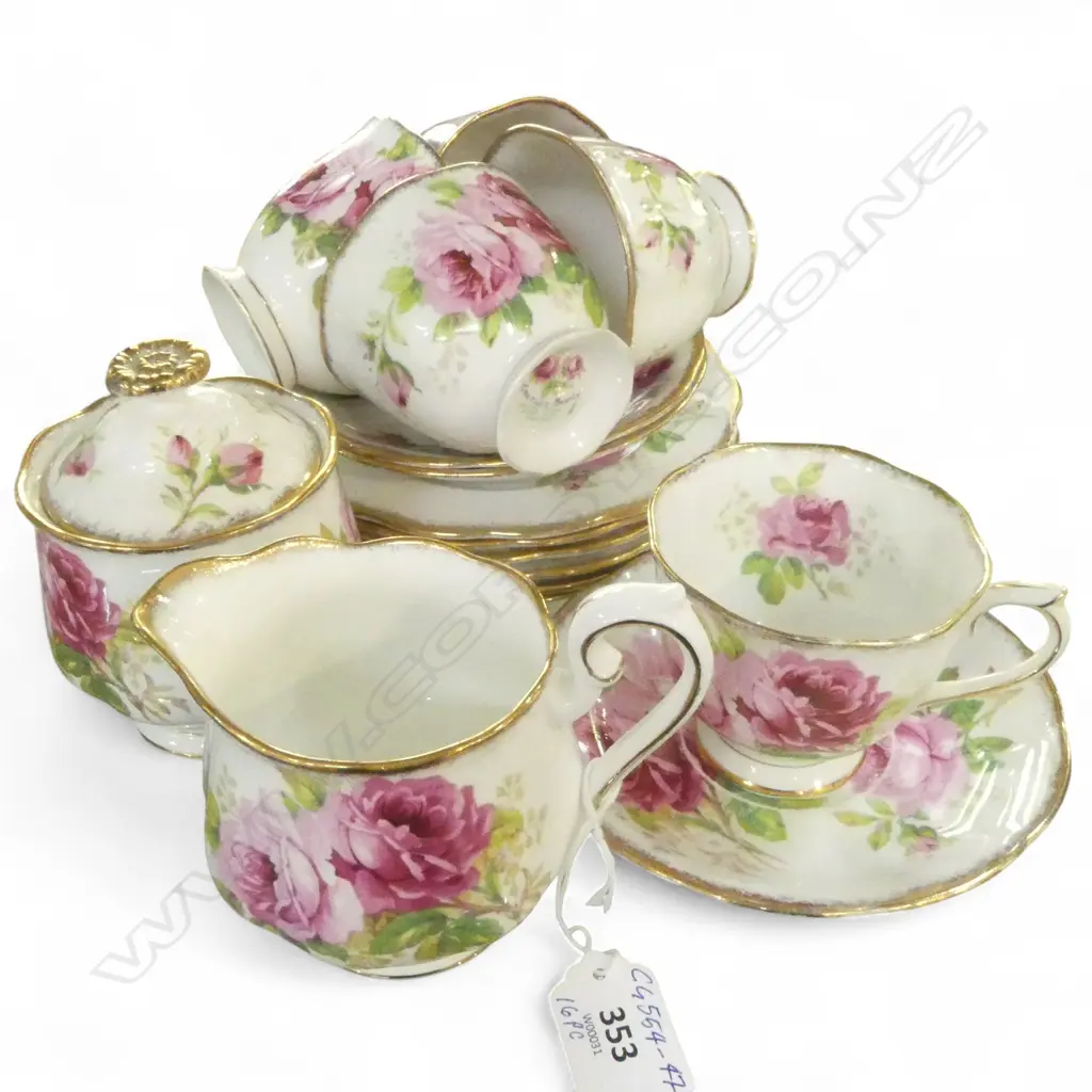 16PCS ROYAL ALBERT 'AMERICAN BEAUTY', C/S/P & MILK & SUGAR Image 1++