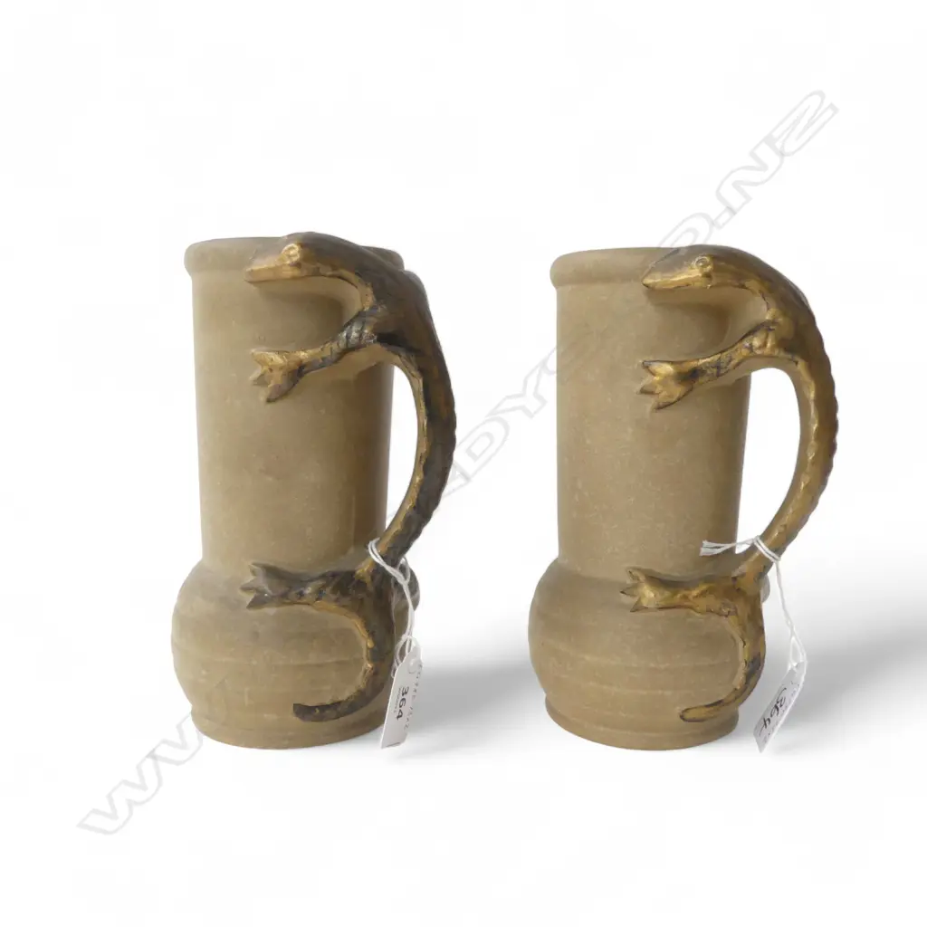 A PAIR OF BURLINGTON WARE VASES WITH LIZARD HANDLES 190mm (H)  Image 1++
