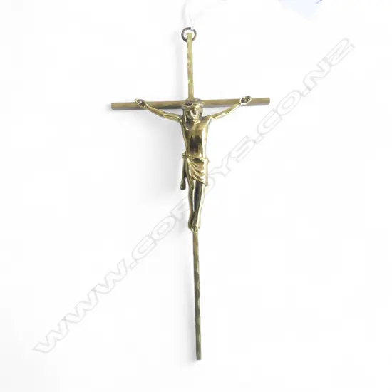QUALITY OLD CAST BRASS CRUCIFIX wall hanging. H.250mm