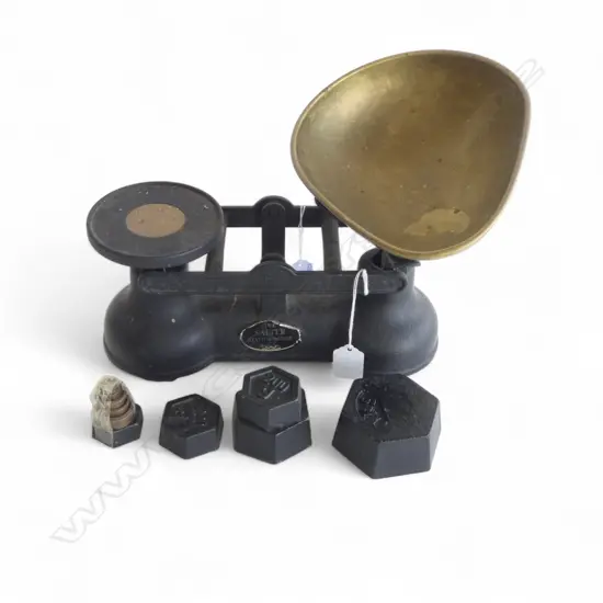 VINTAGE SALTER CAST IRON SCALES  w ASST. WEIGHTS