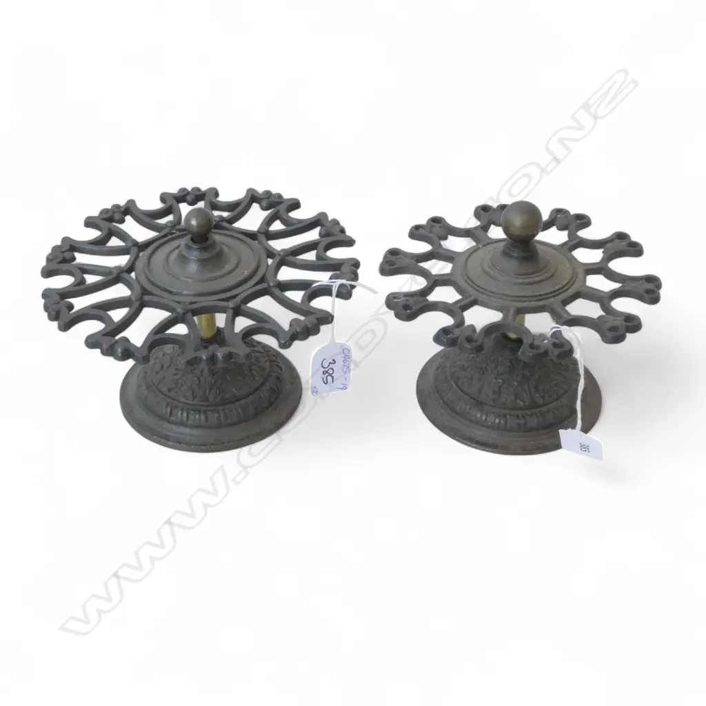 2 OLD Cast Iron Stamp Roll Holders Image 1++