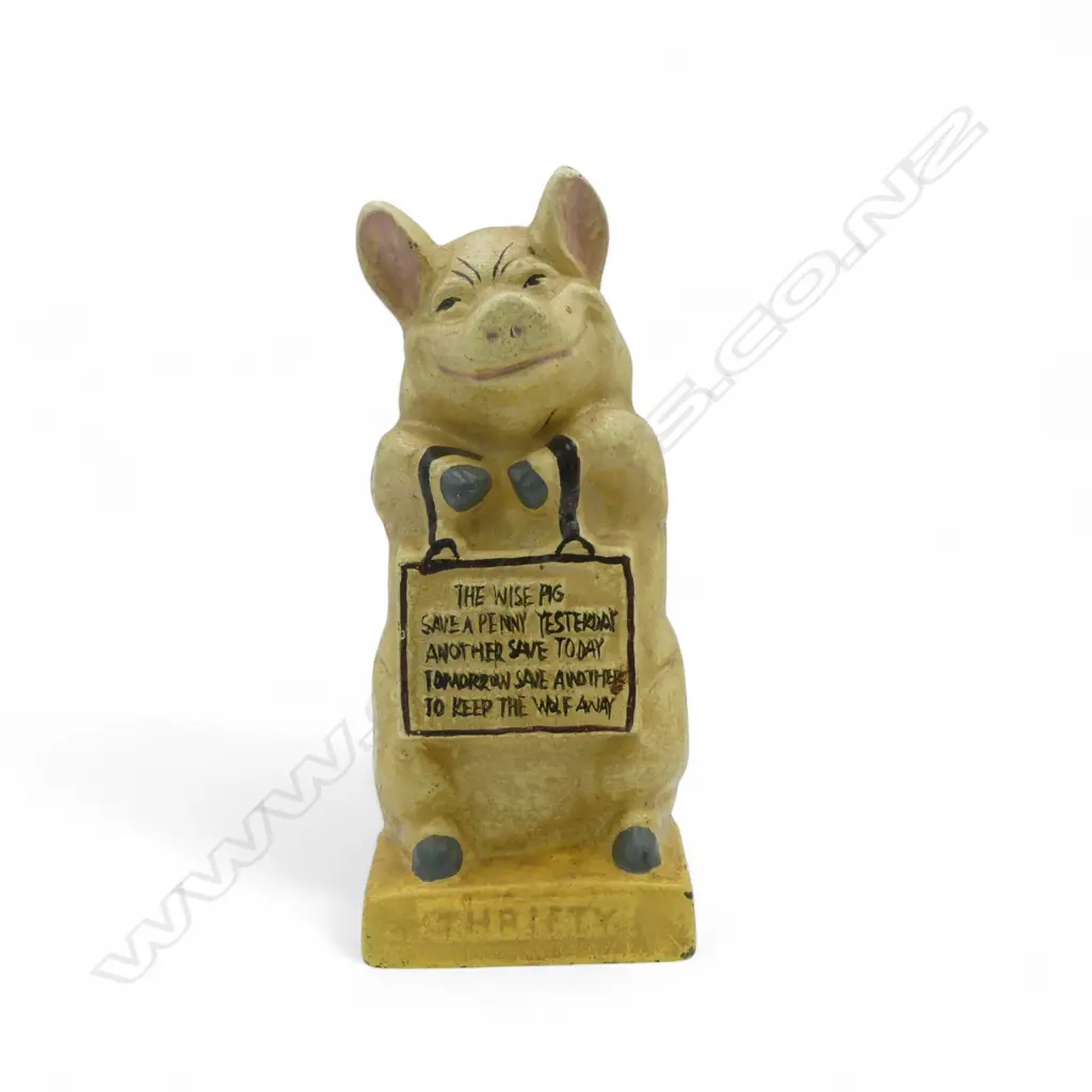 Cream Thrifty Pig Money Bank Image 1++
