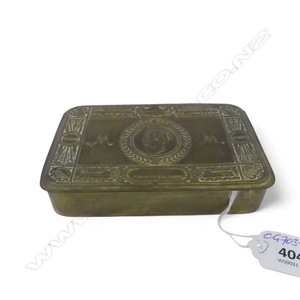 PRINCESS MARY WW1 CHRISTMAS 1914 GIFT BOX brass TIN with original presentation card Image 1++