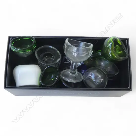 ASST. VINTAGE EYE BATHS + SMALL SWAROVSKI ELEPHANT