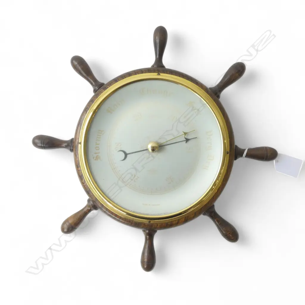 OAK SHIP WHEEL ENGLISH BAROMETER DIA310MM Image 1++