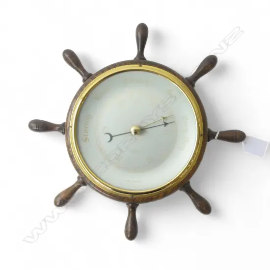 OAK SHIP WHEEL ENGLISH BAROMETER DIA310MM