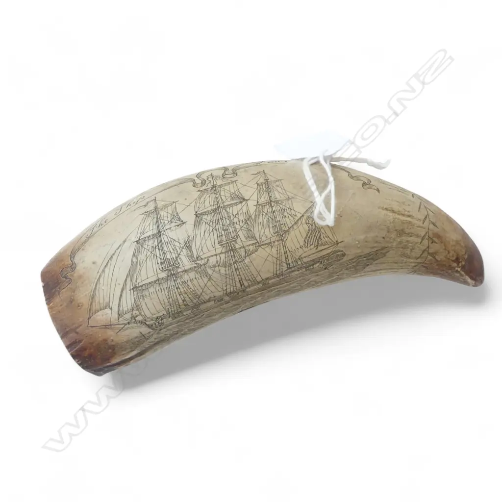 RESIN COPY SCRIMSHAW 'THE SHIP LAWRENCE' Image 1++
