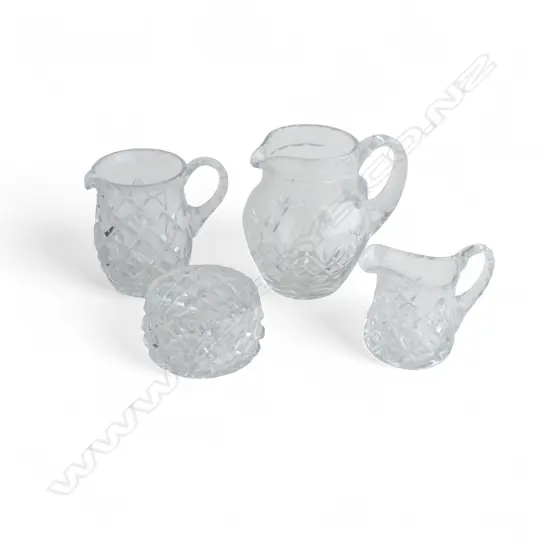 3 CRYSTAL JUGS & 1 SMALL BOWL