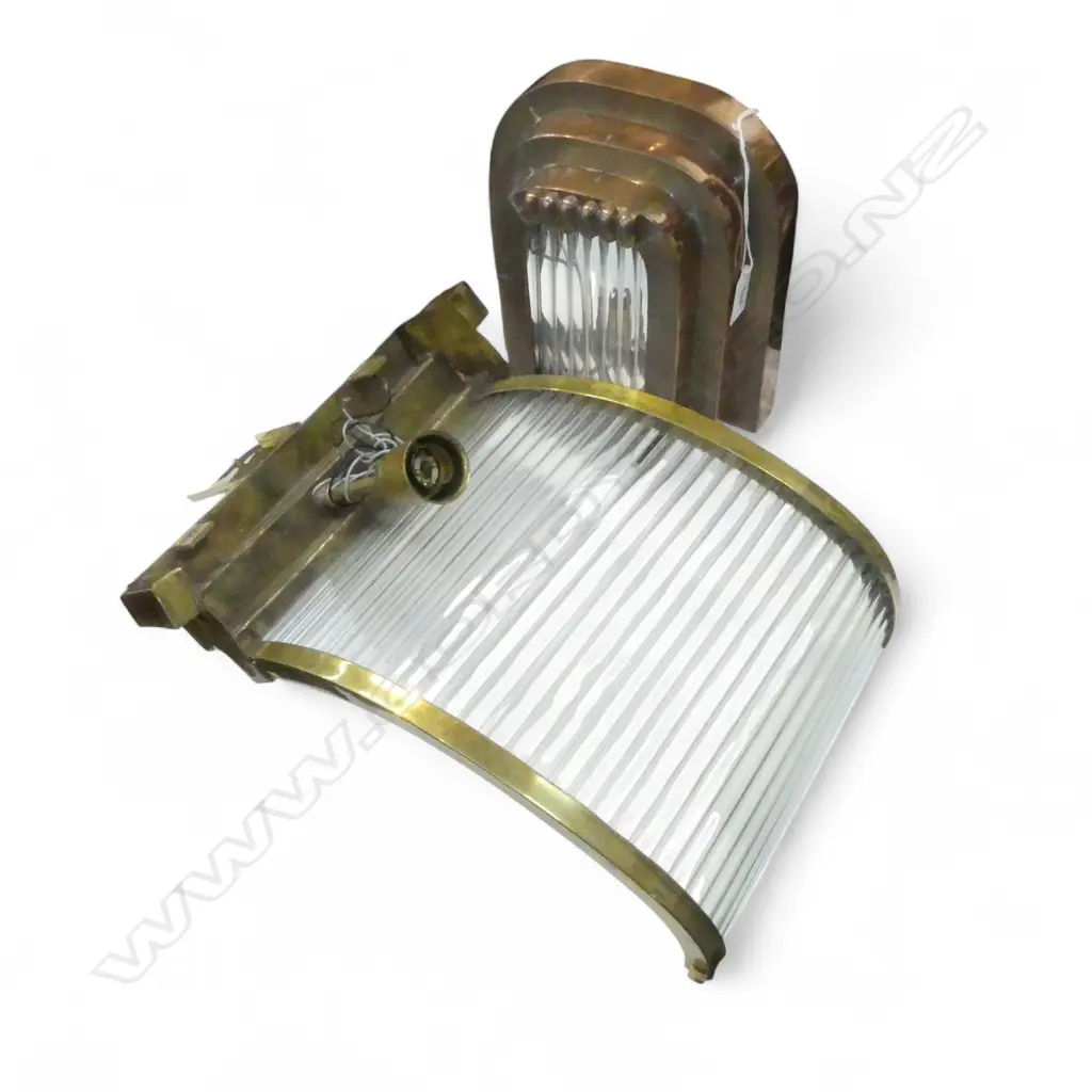 TWO BRASS DECO STYLE SCONCE LAMPS H.430mm Image 1++