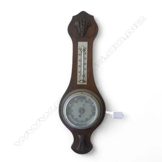 VINTAGE OAK WALL BAROMETER L460MM