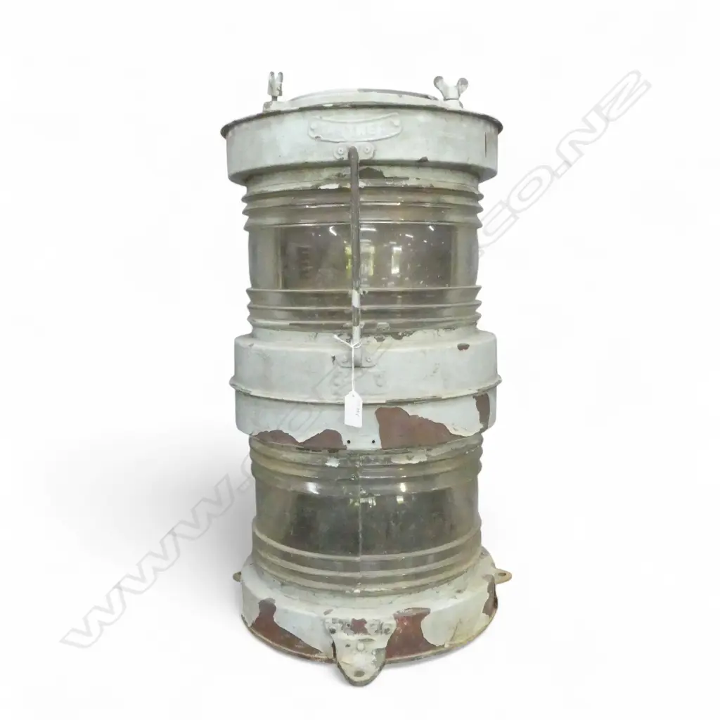 DOUBLE HEIGHT SHIPS MASTHEAD LAMP,  PAINTED COPPER. H.640mm Image 1++