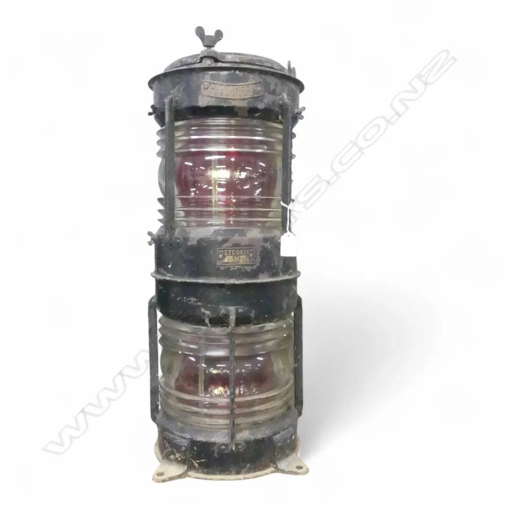 DOUBLE HEIGHT SHIPS NOT UNDER COMMAND LAMP,  PAINTED COPPER. H.660mm  Image 1++