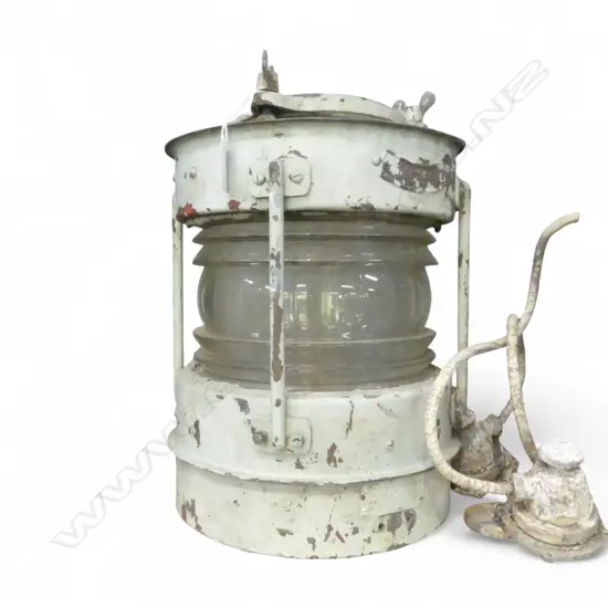 SINGLE GLASS SHIPS  ANCHOR LAMP,  PAINTED COPPER. H.365mm 