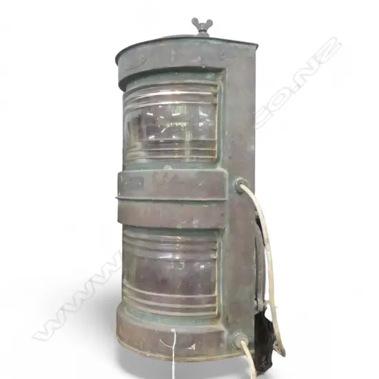 DOUBLE HEIGHT SHIPS PORT LAMP,  COPPER. H.660mm