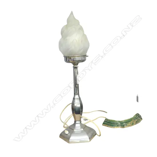 DECO TABLE LAMP w. FLAME SHADE H.515mm