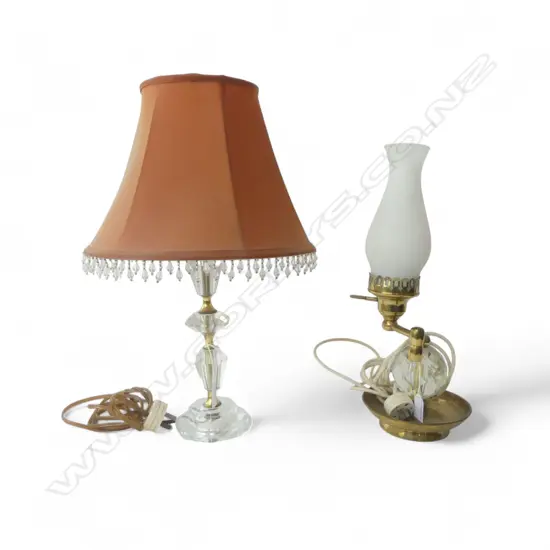 2 CUT CRYSTAL & BRASS TABLE LAMPS H490 & 400MM