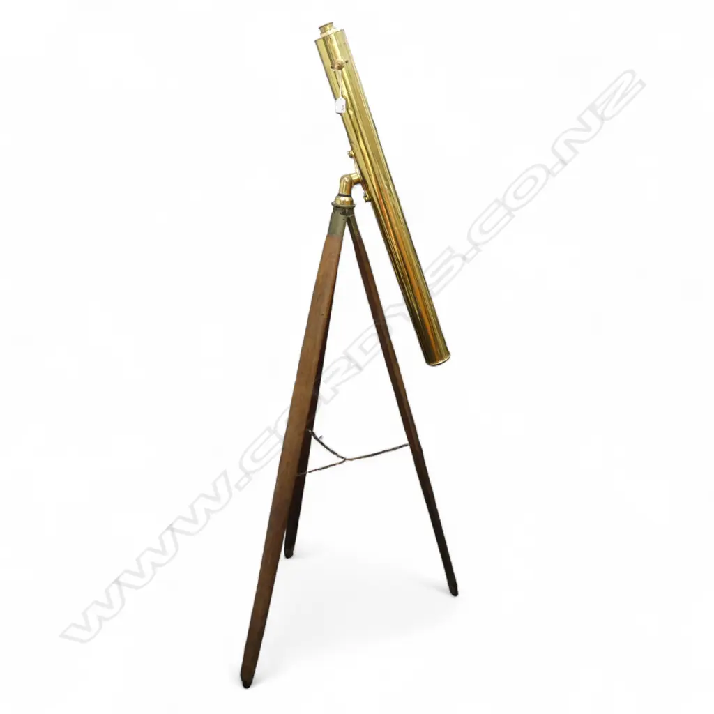 BRASS TELESCOPE ON TRIPOD STAND L.950mm H.1570mm Image 1++