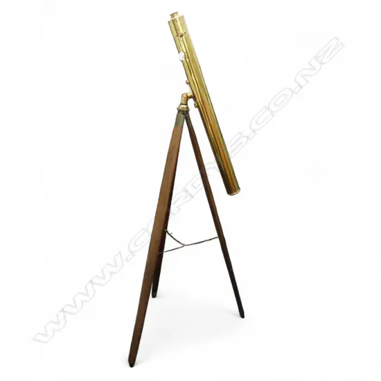 BRASS TELESCOPE ON TRIPOD STAND L.950mm H.1570mm