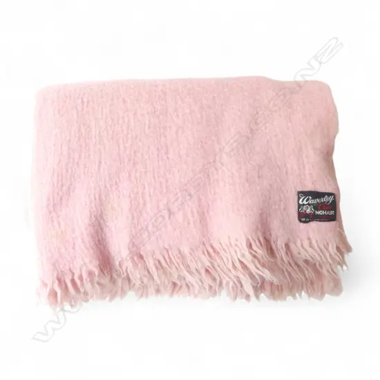 PINK COLOURED WAVERLY LABLED MOHAIR DOUBLE  BED  RUG
