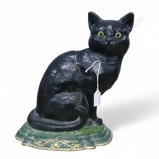 CAST IRON BLACK CAT DOOR STOP H.300mm