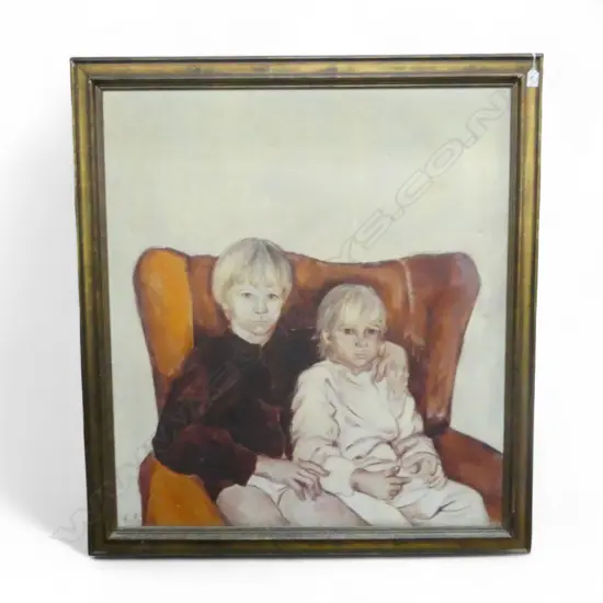 PORTRAIT OF 2 CHILDREN, OIL ON CANVAS 1000x900mm, SIGNED STAPLEFORD 1969 