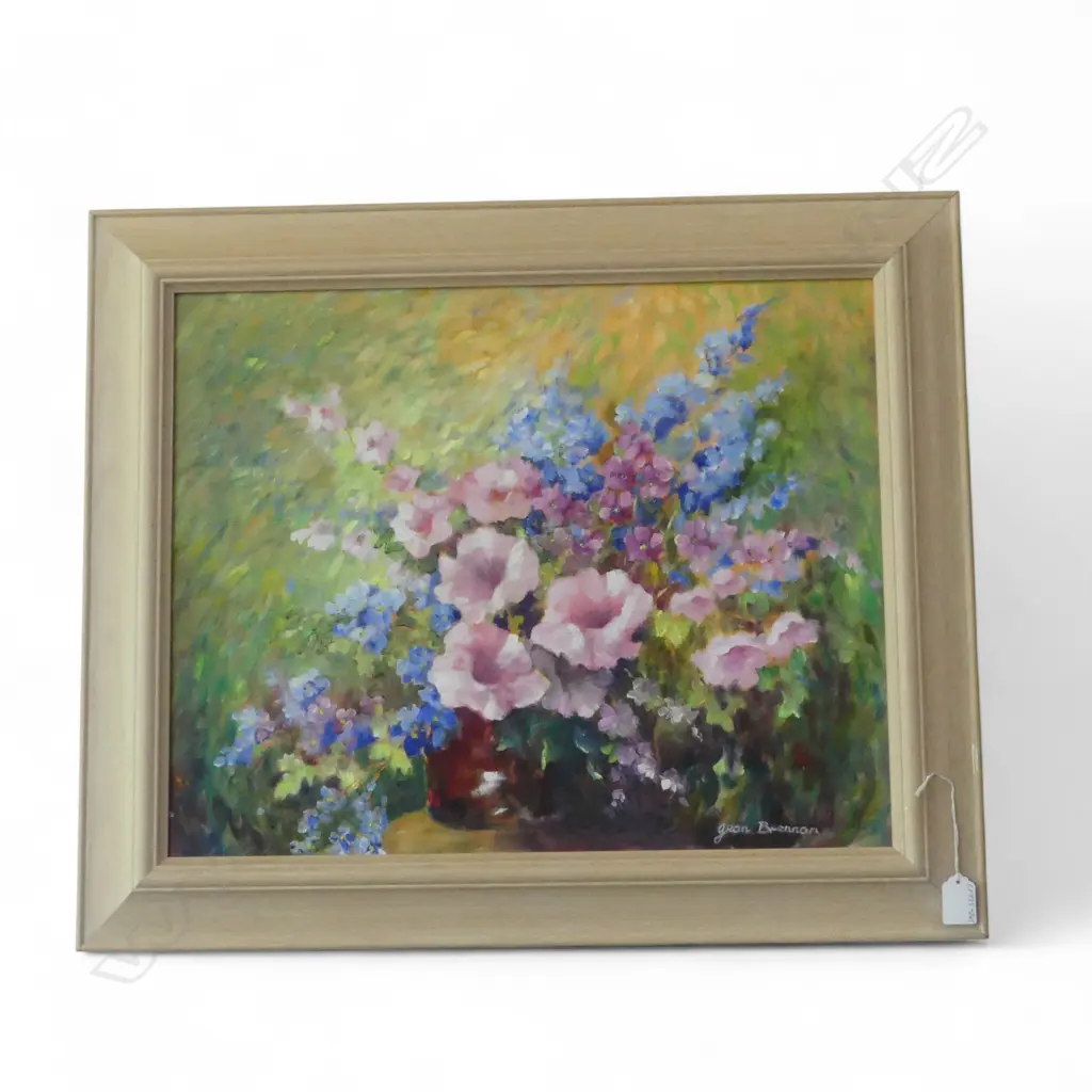 OIL ON BOARD STILLIFE SIGNED JEAN BRENNAN H420 L540MM Image 1++