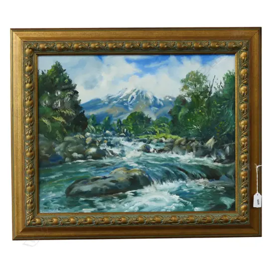 GILT FRAMED OIL ON BOARD MT RUAPEAHU SIGNED PAUL PETTIT H380 L490MM
