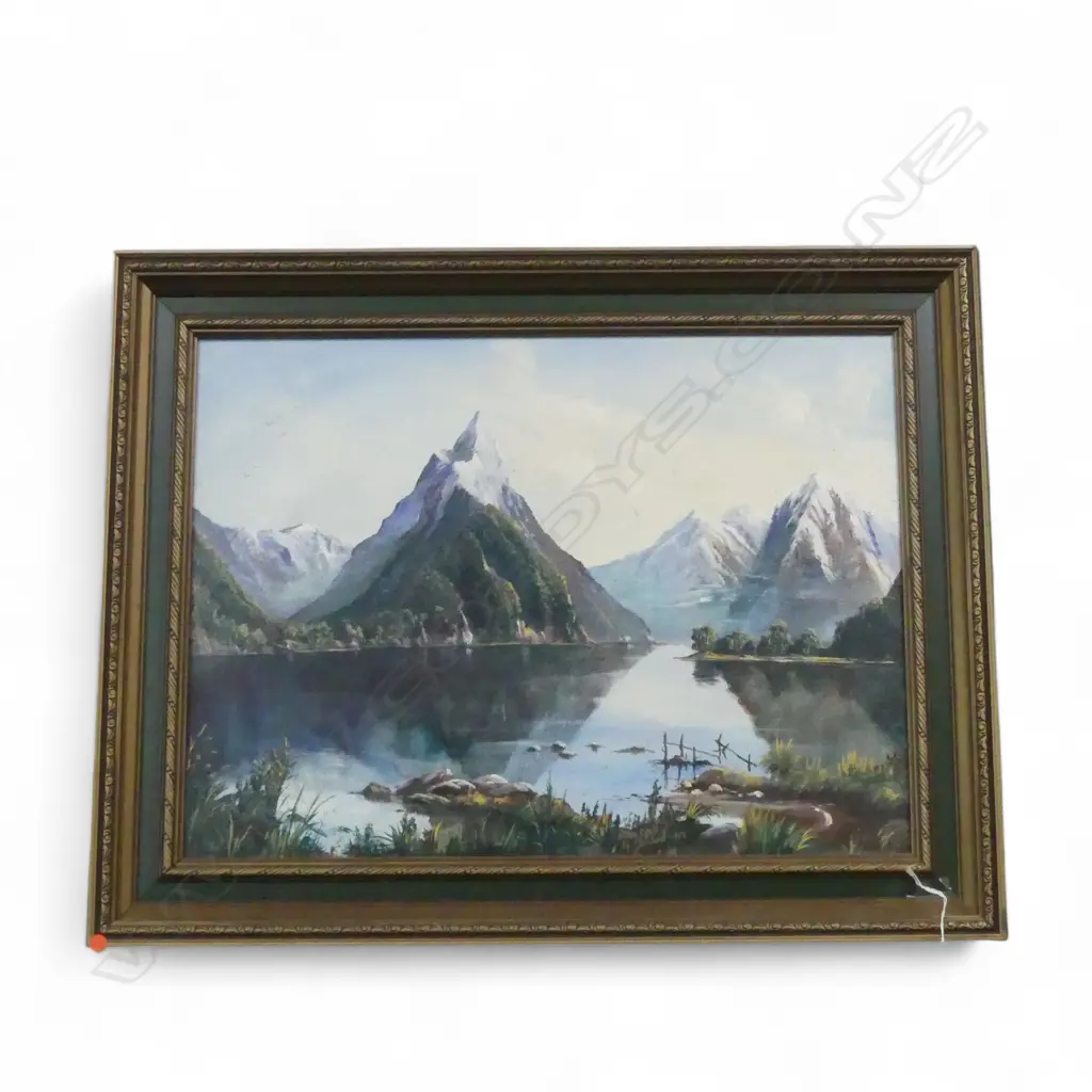 FRAMED OIL ON BOARD MITRE PEAK SIGNED P J OSULIVAN H440 L600MM Image 1++