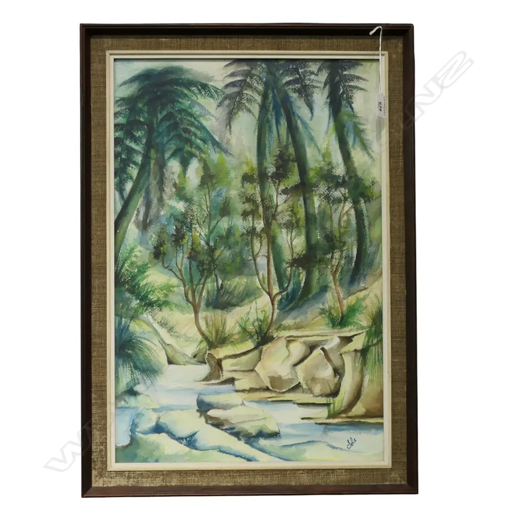 FRAMED W/C ROTORUA BUSH SCENE SIGNED SAL;IE GOOSMAN H540 L360MM Image 1++