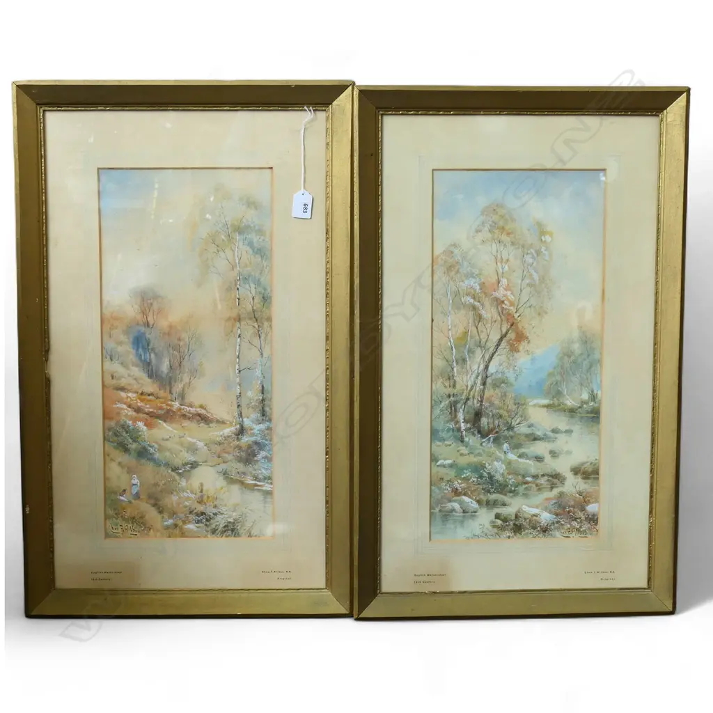 PR CHAS. F. ALLBON (1856-1926) ENGLISH LANDSCAPE WCs 485x220mm Image 1++