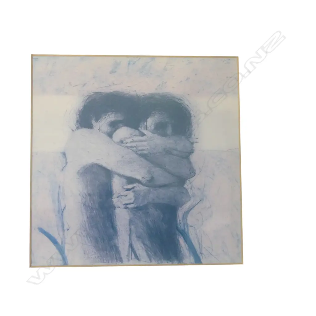 2 X DRAWINGS PRINT " THE EMBRACE" IN GILDED FRAMES, 150 X 150MM Image 1++