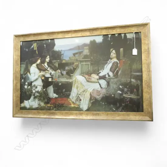 FRAMED PRE-RAPHAELITE PRINT OF SAINT CECILIA BY J.W WATERHOUSE 435 X 730mm 