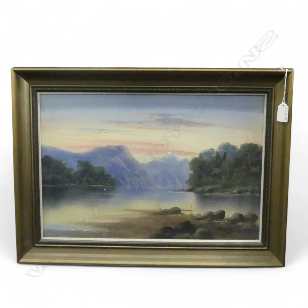 S. CROFT, COLONIAL LAKE LANDSCAPE, OIL ON BOARD 290x440mm, SIGNED Image 1++