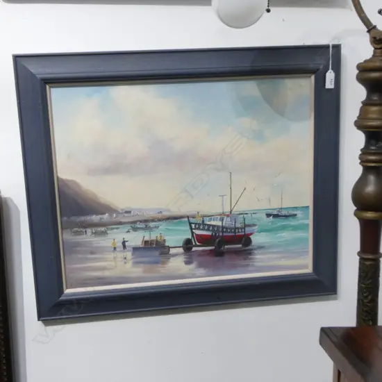KEITH H. SNOW, PALLISER BAY, OIL ON BOARD, SIGNED 400x510mm