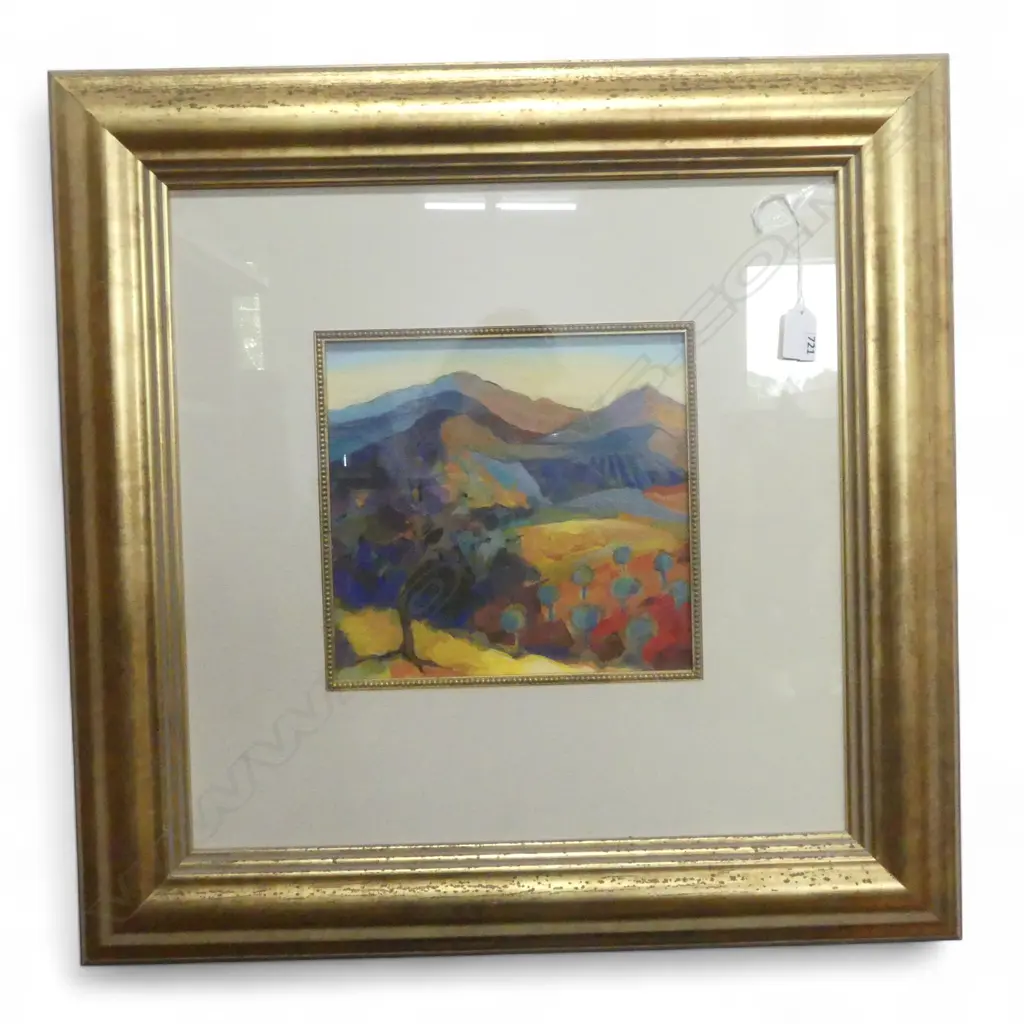 `KAREL BURROWS, TUSCANY II OIL ON BOARD 235 X 235mm. (FRAMED BEHIND GLASS) Image 1++