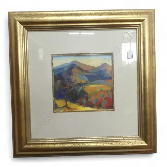 `KAREL BURROWS, TUSCANY II OIL ON BOARD 235 X 235mm. (FRAMED BEHIND GLASS)