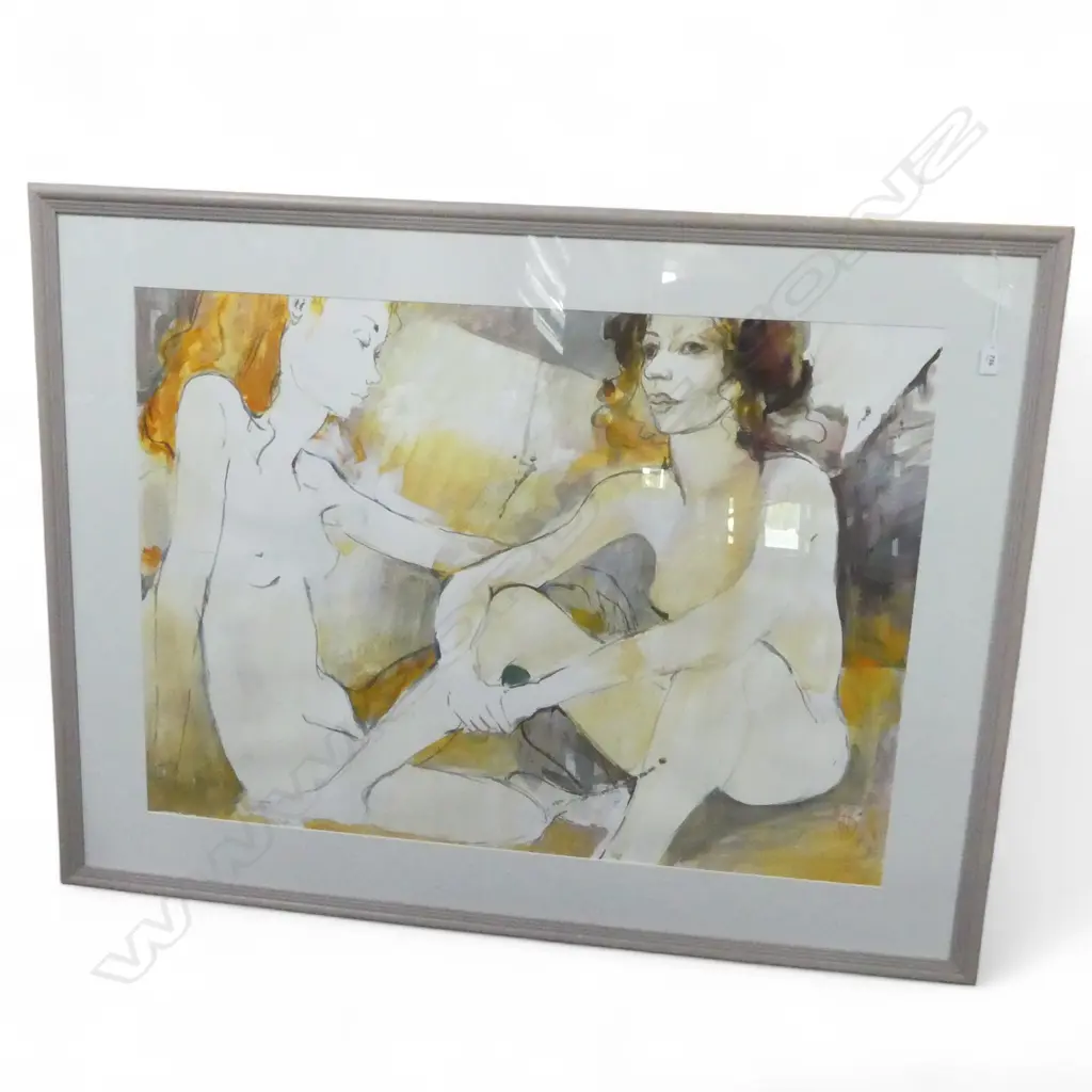 DEREK NEWTON TWO NUDES WATERCOLOUR AND ACRYLIC ON PAPER 705 X 995mm Image 1++