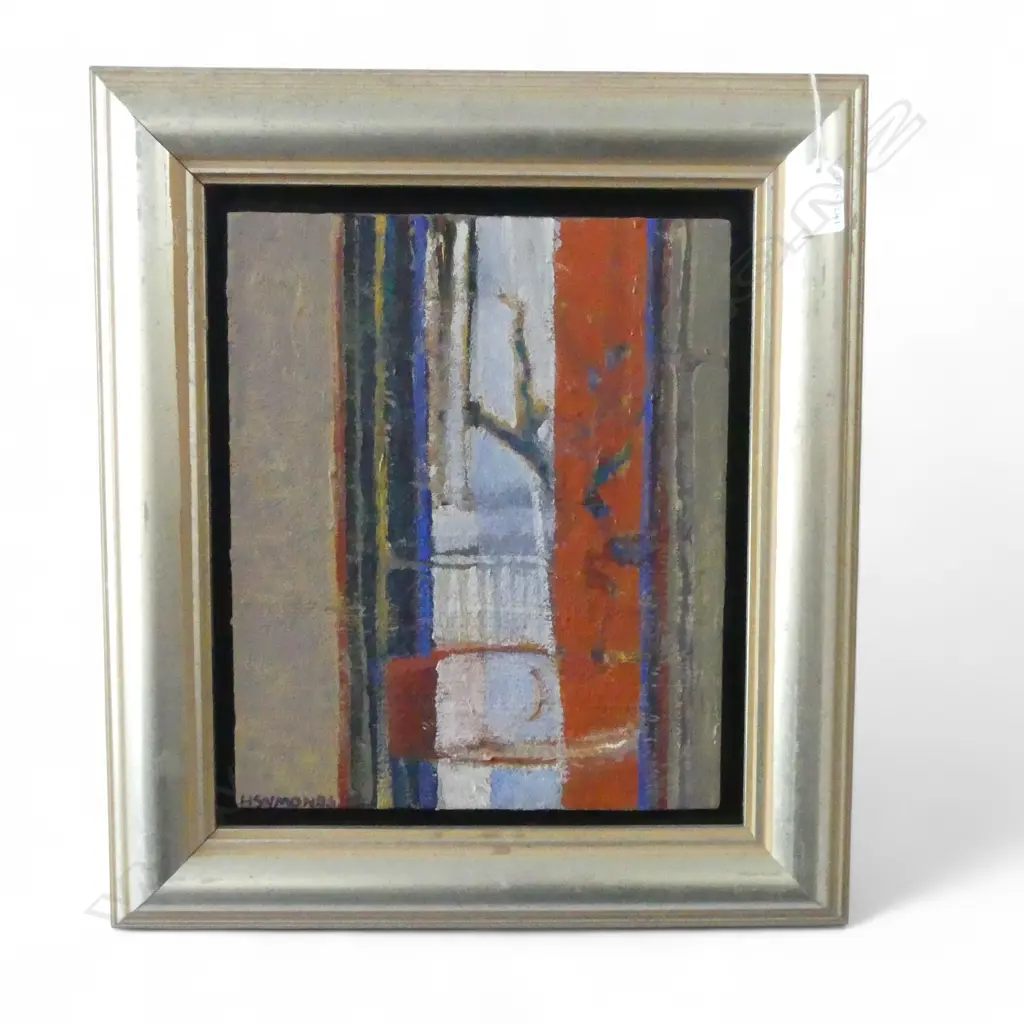 GILT FRAMED OIUL ON CANVAS ABSTRACT SIGNED H SYMONDS H300 L250MM Image 1++