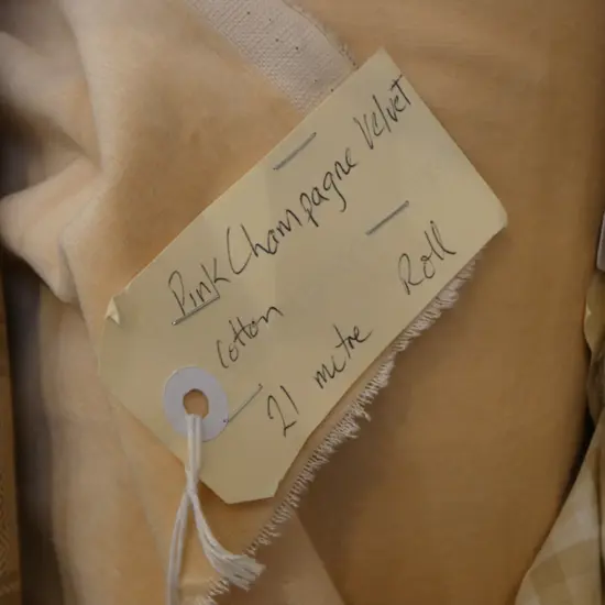 FABRIC BOLT; PINK CHAMPAGNE COTTON VELVET, 21M