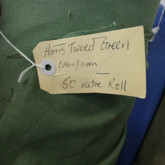 FABRIC BOLT; HARRIS TWEED GREEN COTTON/LINEN, 50M