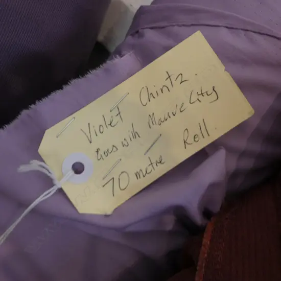 2 FABRIC BOLTS; MUAVE CITY (24M) + VIOLET CHINTZ (70M)