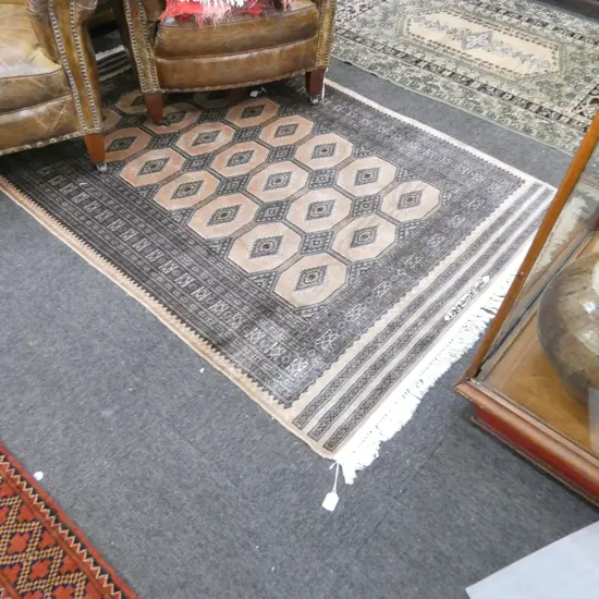 SILK & COTTON HAND KNOTTED PERSIAN RUG PINK COLOURWAY L1840 W1250MM